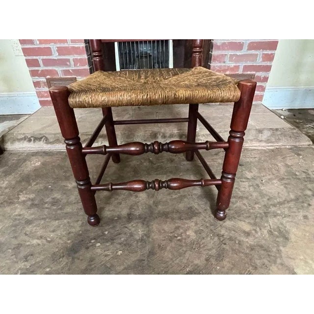 Mid 20th Century Set of Five Vintage Rustic High Ladder Back Rush Seat Dining Chairs For Sale - Image 4 of 11