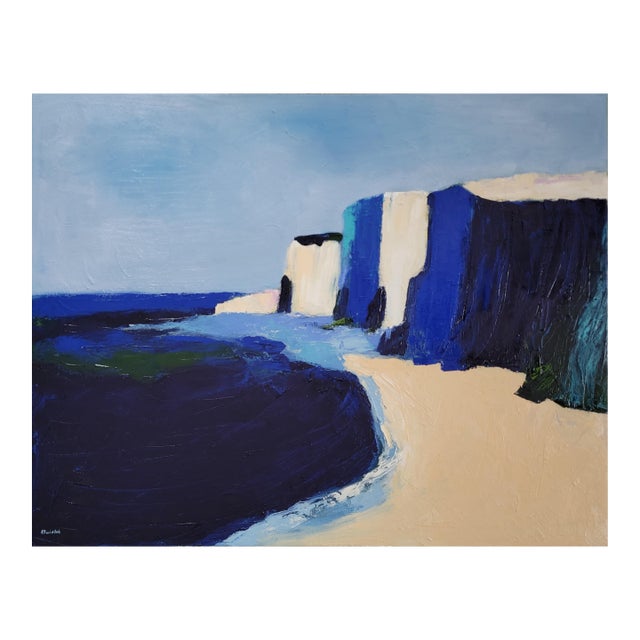 Cliffside 5, Contemporary Seascape Landscape Oil Painting For Sale