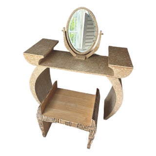1980s R & Y Augousti Mosaic Inlay Vanity - Set of 3 For Sale