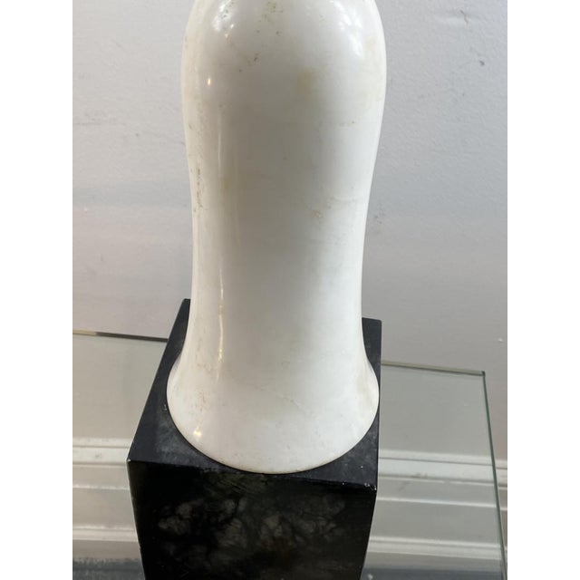 Stone Pair of 1970s Modernist Sculpted White and Black Marble Lamps For Sale - Image 7 of 8