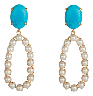 Tracy Earrings, Turquoise, Pierced