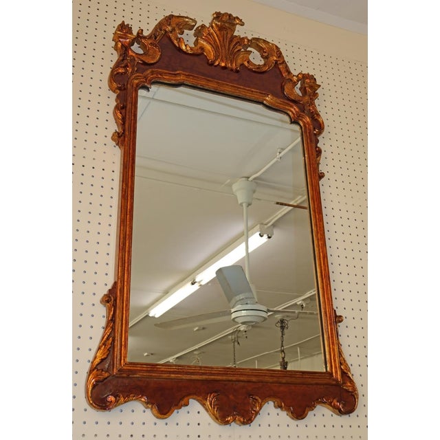 Labarge 1980s Labarge Georgian Rococo Style Burl Wood Wall Mirror For Sale - Image 4 of 10