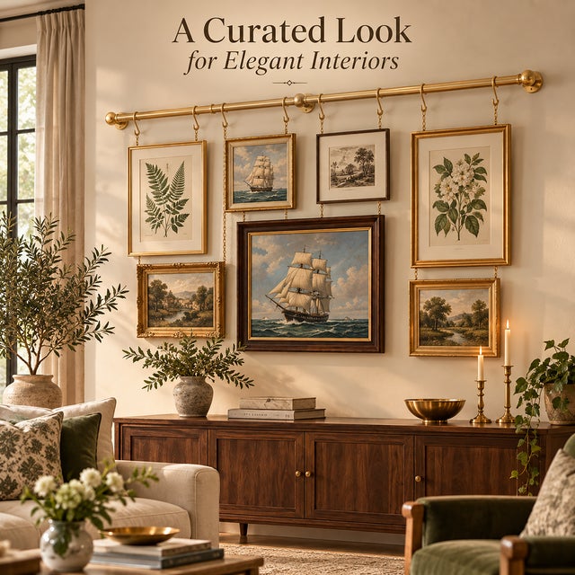 Brass Picture Rail Hanging System With Chains & Hooks, Vintage Gallery Wall Rail, Adjustable Art Picture Hanger, Solid Brass Hardware For Sale - Image 13 of 15