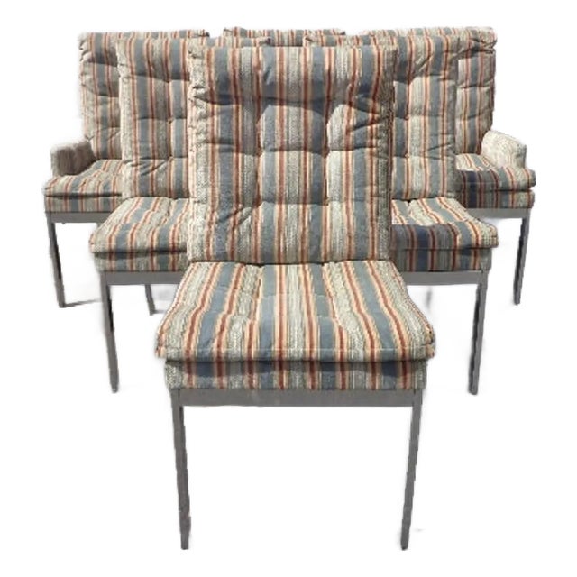 Mid 20th Century Milo Baughman Style Chrome Dining Chairs - Set of 6 For Sale