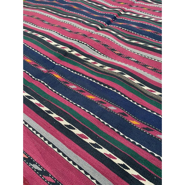 1930s Vintage Nomadic Plant Dye Navy Blue Large Kilim Rug For Sale In Houston - Image 6 of 12