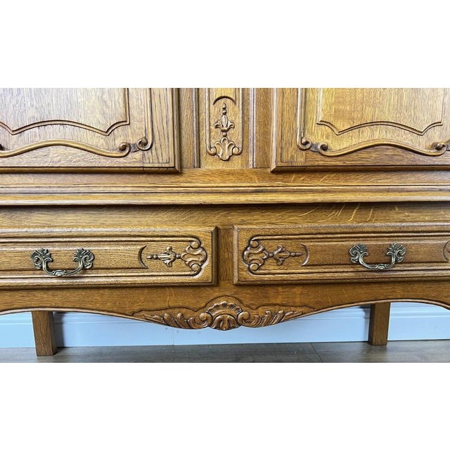 Brown Vintage French Louis XVI Style Oak Buffet For Sale - Image 8 of 14