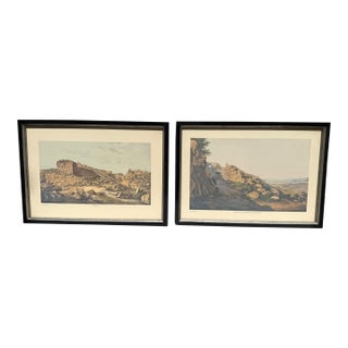 Early 20th Century Edward Dodwell Prints of Ancient Mycenae and Tiryns, Greece, Framed in Museum Glass - a Pair For Sale