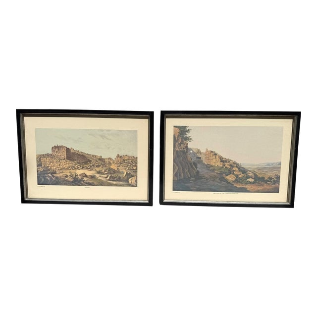 Early 20th Century Edward Dodwell Prints of Ancient Mycenae and Tiryns, Greece, Framed in Museum Glass - a Pair For Sale