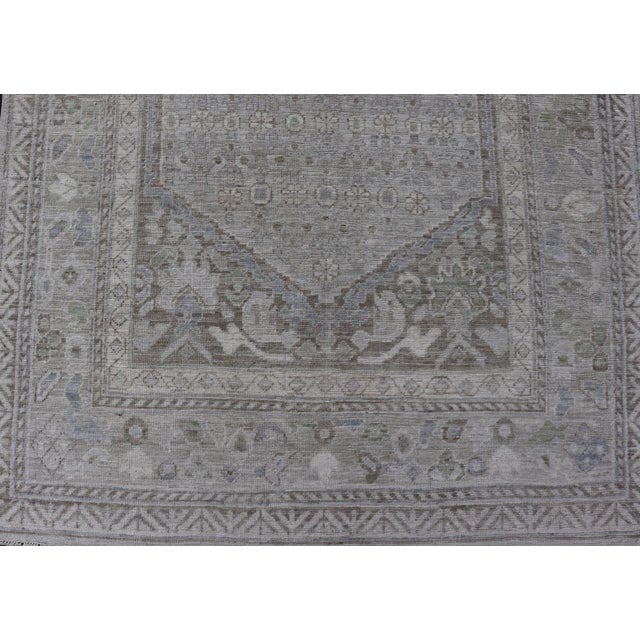 Early 21st Century Elegant Large Khotan Gallery Runner in Soft Gray With Subtle Ivory 5'1 X 17'9 For Sale - Image 5 of 11