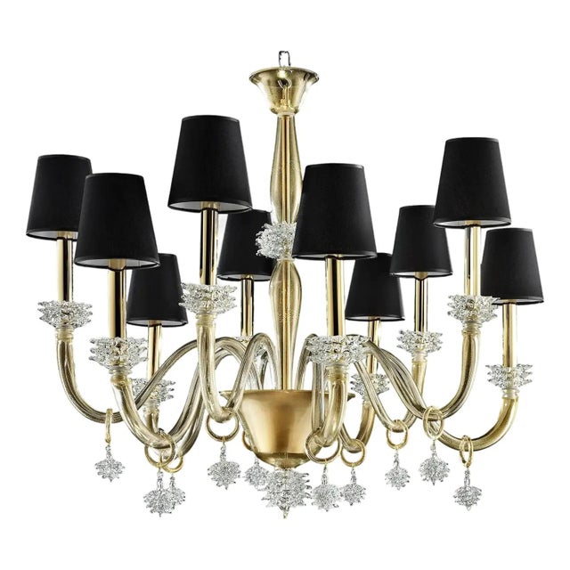 Gold Venetian Rostrato Murano Glass Chandelier by Simoeng for Simoeng For Sale - Image 8 of 8