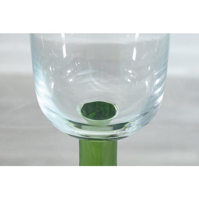 Late 20th Century Sagaform Set of 16 Modernist Handblown Wine or Cocktail Glasses With Green Bases For Sale - Image 5 of 6