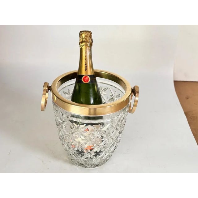 Champagne Bucket in Crystal and Brass, France, 20th Century For Sale - Image 10 of 12