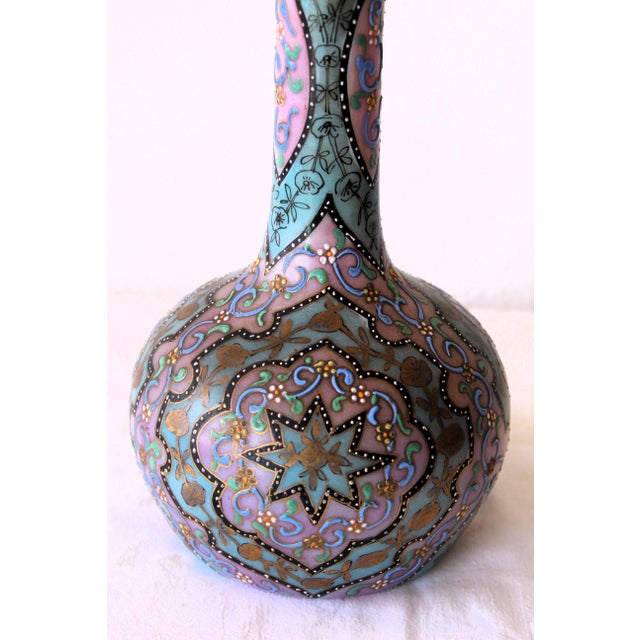 Black Antique Enameled Art Glass Vase with Brass Lid by Thomas Webb For Sale - Image 8 of 10