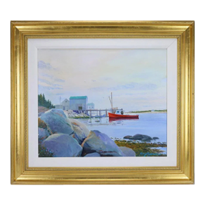 1960s Knox Everson Signed Impressionist Coastal Harbor Oil Painting | Oil on Canvas