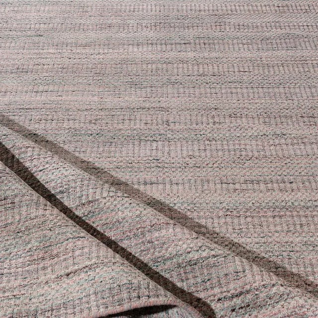 Contemporary Simplicity Pink Turquoise Contemporary Handwoven Rug 8' X 9'9 For Sale - Image 3 of 11