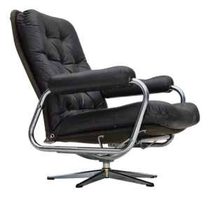 Danish Swivel Chair in Leather, Chrome Steel, 1970s