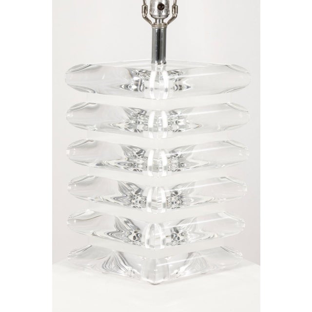 Late 20th Century Vintage Large Bauer Clearlite Lucite Lamps - a Pair For Sale - Image 5 of 8