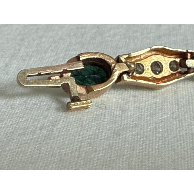 Vintage Michael Anthony 14k Yellow Gold Emerald Diamond Bar Link Tennis Bracelet For Sale - Image 15 of 17