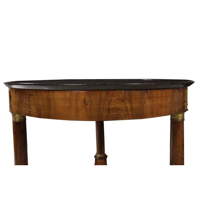 French Empire Antique Burl Walnut Center Table W/ Black Marble Top Circa 1815 For Sale - Image 12 of 12