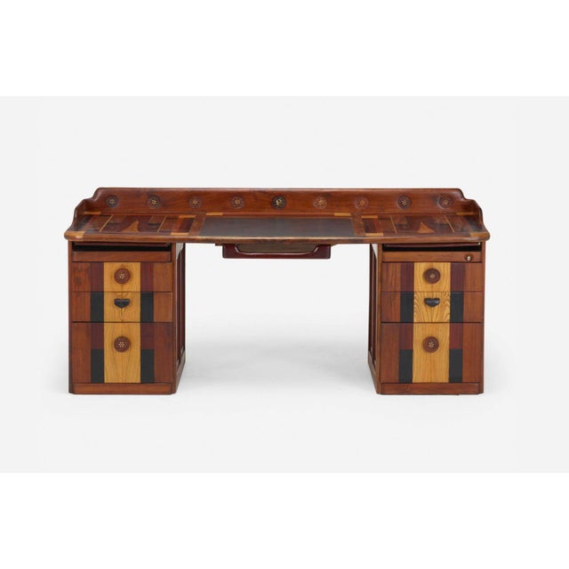 1990s Phillip Lloyd Powell American Craft Custom Double Pedestal Desk For Sale - Image 5 of 6