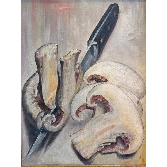 Mid-Century Modern Mid Century Mushroom Still Life Oil Painting For Sale - Image 3 of 6