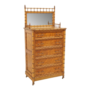 R J Horner Bird's Eye Maple and Faux Bamboo Chiffonier