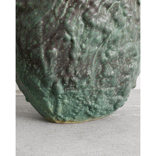 Swedish Contemporary Green Stoneware Vase Sculpture by Mårten Medbo, 2009 For Sale - Image 6 of 9