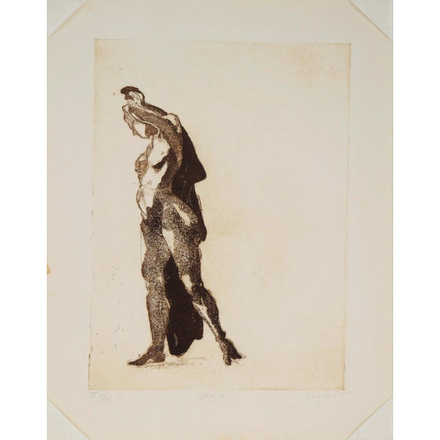 "Study 6" - 1975 Figurative Lithograph on Paper Abstract figurative lithograph by Jim Smyth (American, b. 1938). The nude...