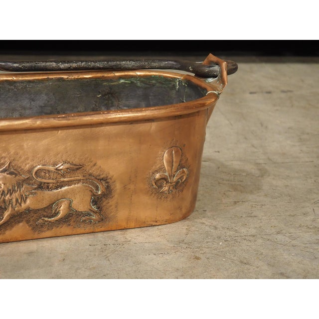 Circa 1900 French Double Lion Passant and Fleur De Lys Copper Poissonnière For Sale - Image 9 of 18