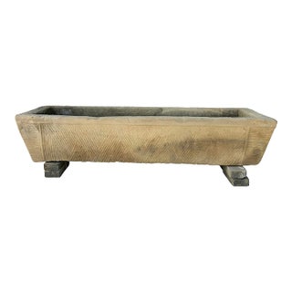 71" Inch Long Hand Chiseled Stone Trough 61 For Sale