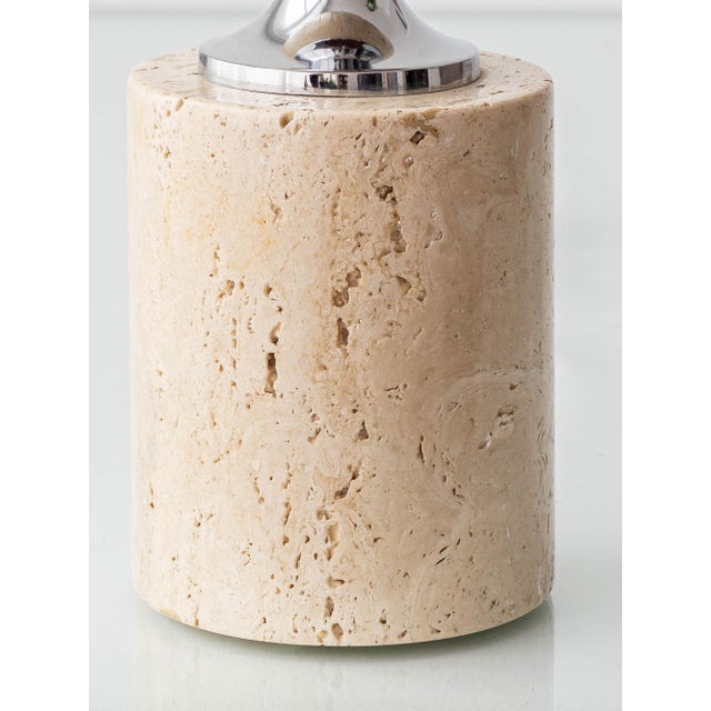 Vintage French Travertine and Chrome Table Lamp by Philippe Barbier, 1960s For Sale - Image 4 of 11