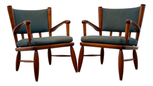 Set of Pine Säter Armchairs by Gunnar Göperts, Sweden, 1940s
