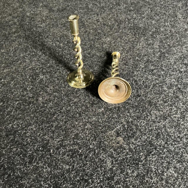 1920s Brass Barley Twist Candlesticks, 1925, Set of 2 For Sale - Image 5 of 6