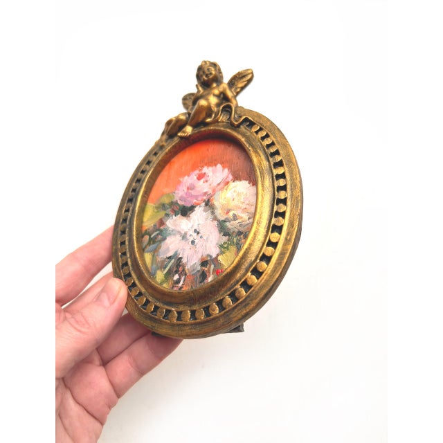 Framed Original Floral Painting Oval Wall Decor by Valeriya Serova For Sale - Image 6 of 8