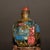 Red Glass Snuff Bottle — Hand-Painted Ox Motif, Blue Enamel & Red Floral Detail, Wood Stand For Sale - Image 8 of 9