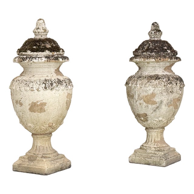 19th Century Urn Vases in Terracotta, 1890s, Set of 2 For Sale