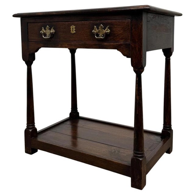 Antique Georgian English Oak Side Table For Sale - Image 4 of 12