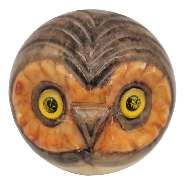 Alabaster Paperweight Owl, 1970s For Sale