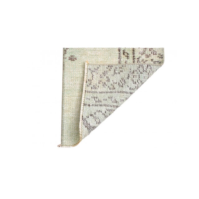 Mid-Century Modern Light Green Vintage Rug Fragment - 1`2″ X 2`9″ For Sale - Image 3 of 3