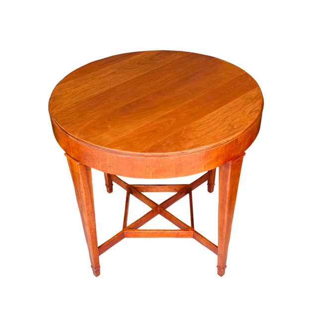 Baker Furniture Milling Road Federal Regency Cherry Toned Round Side Table | Vintage Occasional Tea Table A sophisticated...