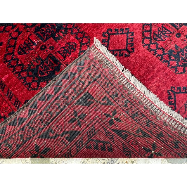 Red Turkmen Tribal Hand-Knotted Wool Rug - 4'3" X 5'5" For Sale - Image 11 of 11