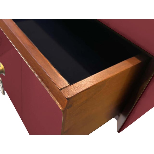 Console in Red Mirror Murano Glass with Brass Handles and Feet from Justfurnituress SRL For Sale - Image 4 of 6