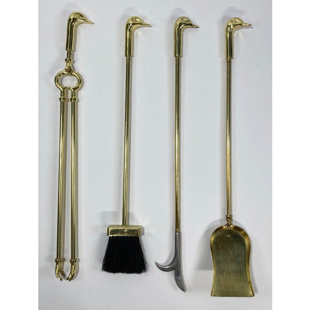 Vintage Brass Mallard Duck Fireplace Tools on Stand Chairish