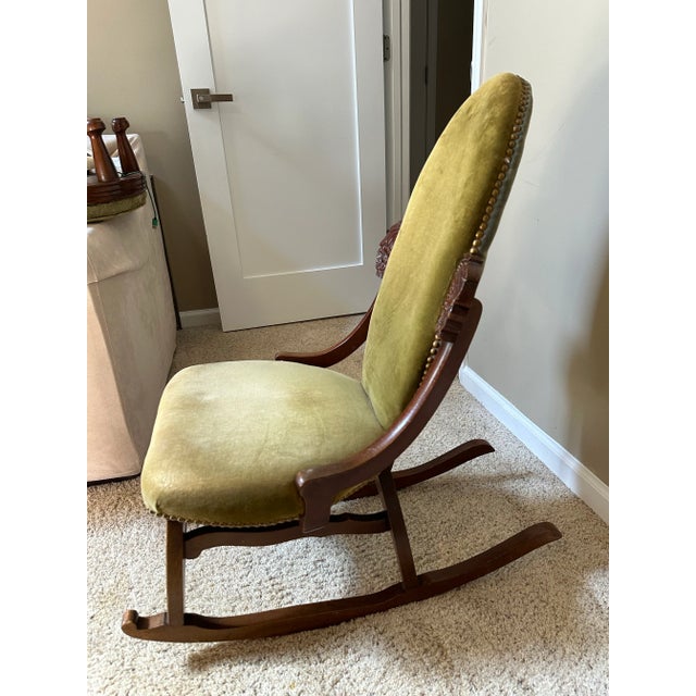 Antique Sewing Rocker With Footstool | Chairish