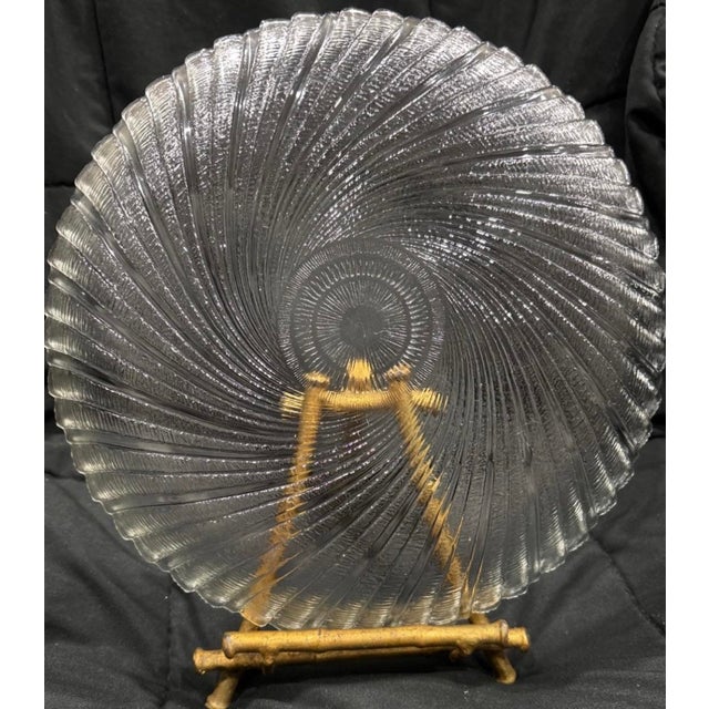 French 1980s Arcoroc Seabreez Swirl Clear Glass Platter For Sale - Image 3 of 4