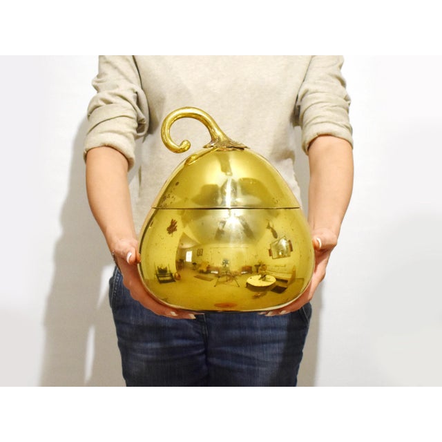 Vintage Brass Pearl Ice Bucket Handmade in Italy For Sale - Image 12 of 13