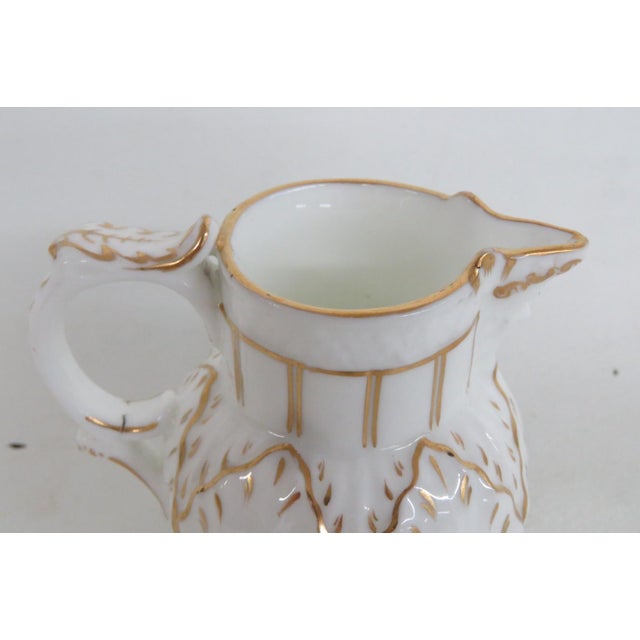 Mid 20th Century Mid 20th Century White Porcelain Ceramic Small Creamer Milk Jug With Gold Gilt Trim Details For Sale - Image 5 of 15