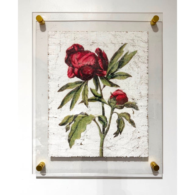 Red Peony - Hand Textured Red Flower For Sale - Image 4 of 7