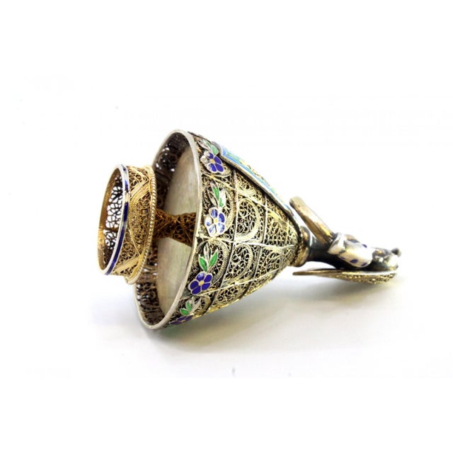 Gilded Silver Figurine with Enamelled Filigree For Sale - Image 6 of 7