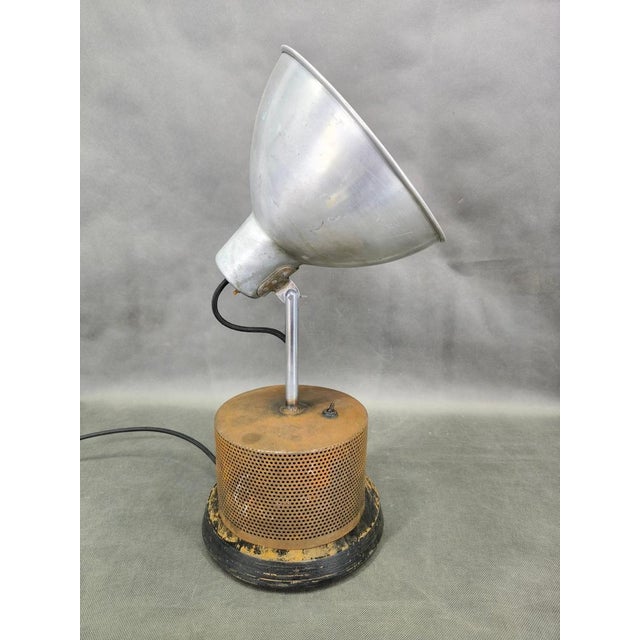 Industrial Table Lamp in Aluminium and Metal, Former Czechoslovakia, 1940s For Sale - Image 6 of 15